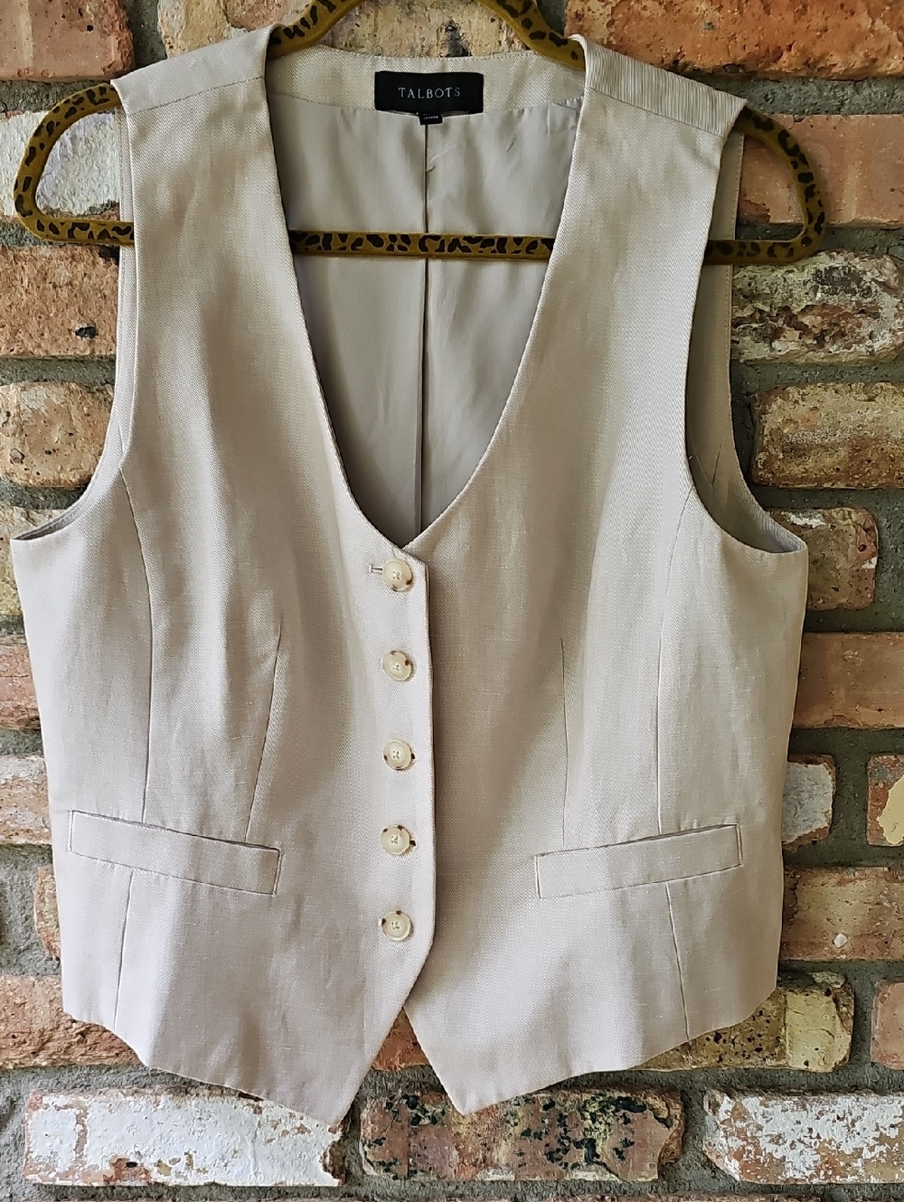Talbots Cream Colored Button Front Vest